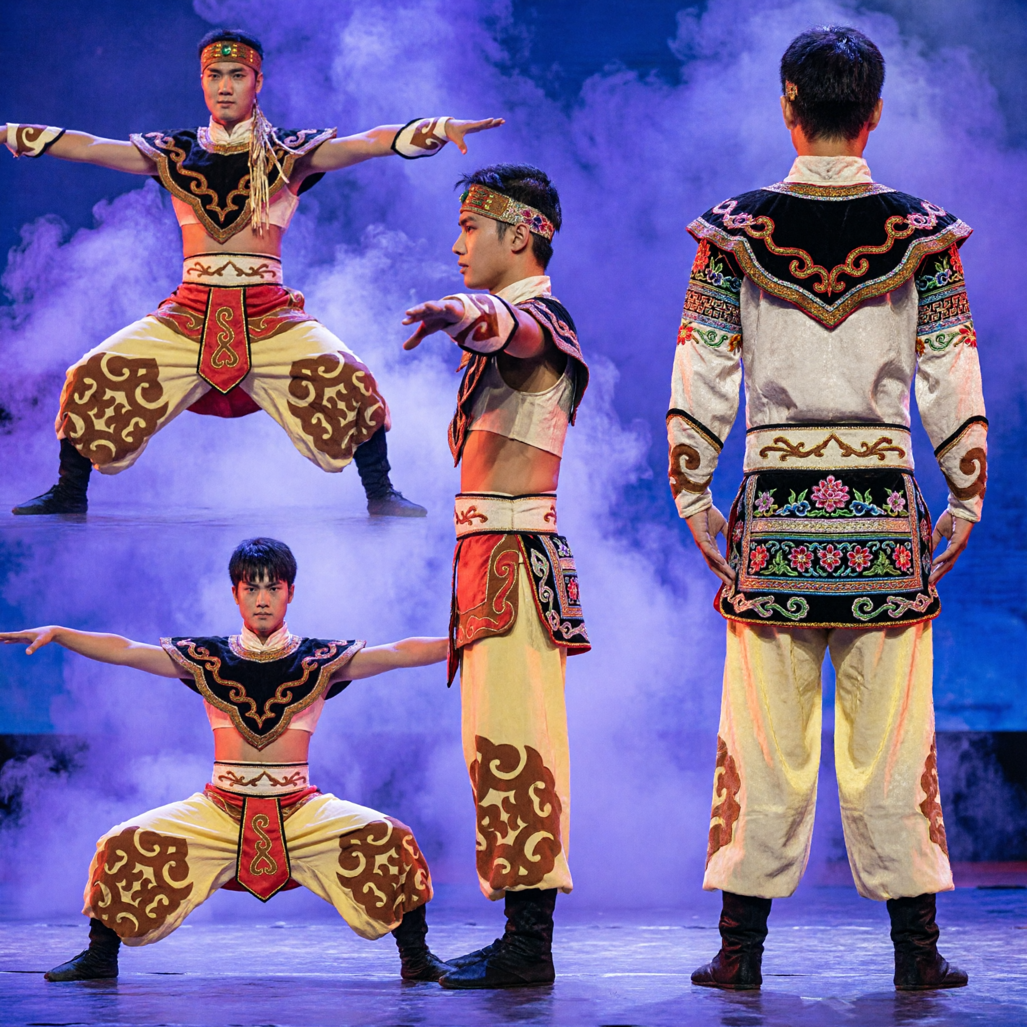 Men's Traditional Chinese Yellow Warrior Dance Costume Folk Stage Performance Outfit for Cultural Festivals